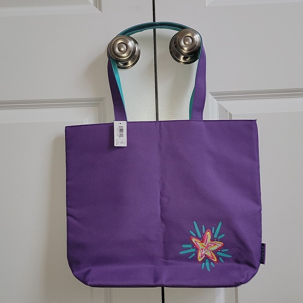 Clinique Beauty Star Shopping Large Travel Tote Bag Purple New ☆ Free Gift ☆